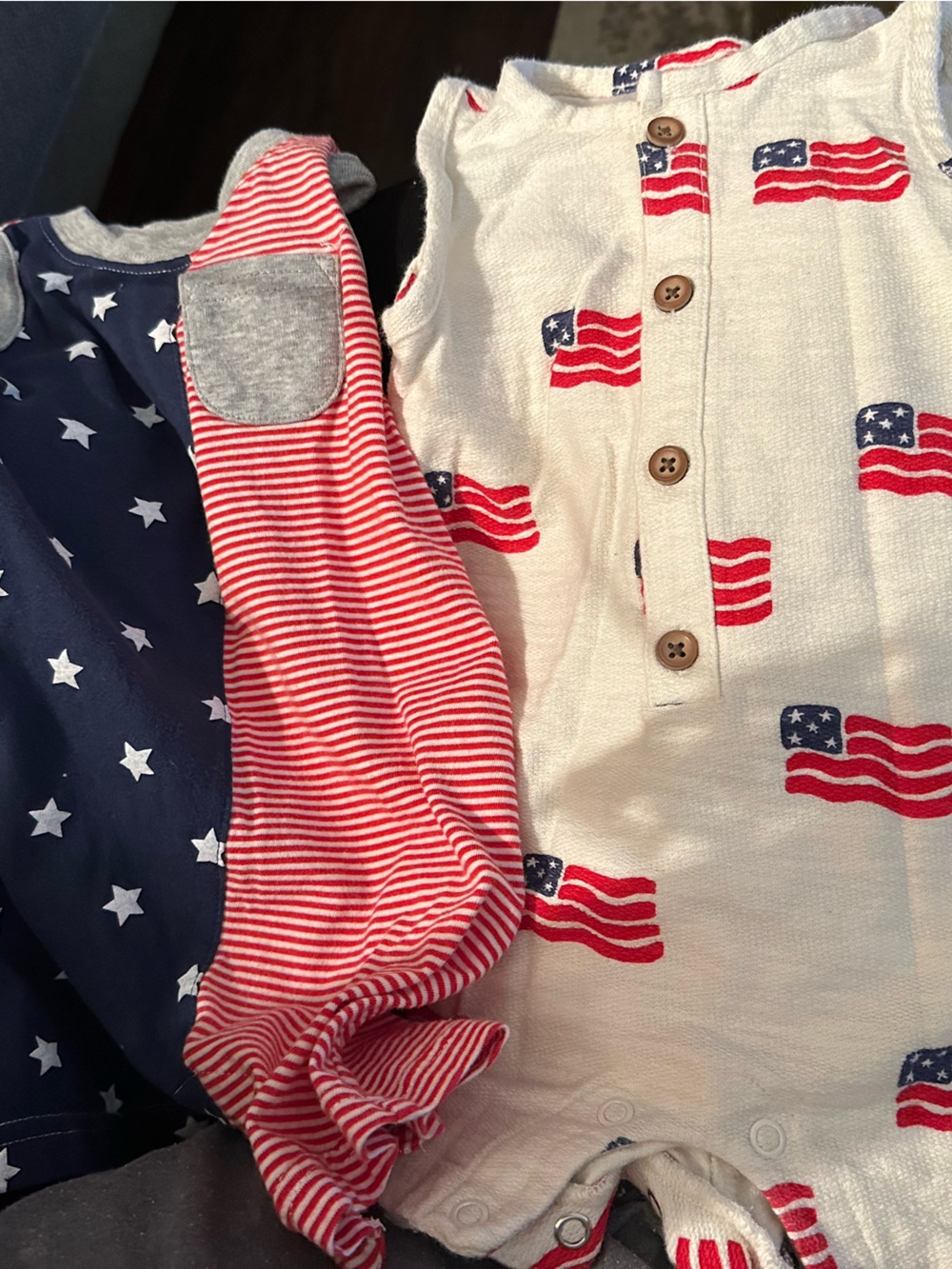 Carter's Red, White & Blue Flag Rompers 12M